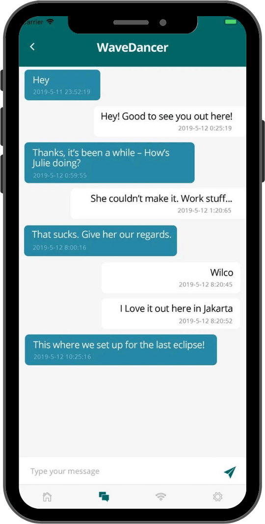 OneMessage app message thread on the iPhone