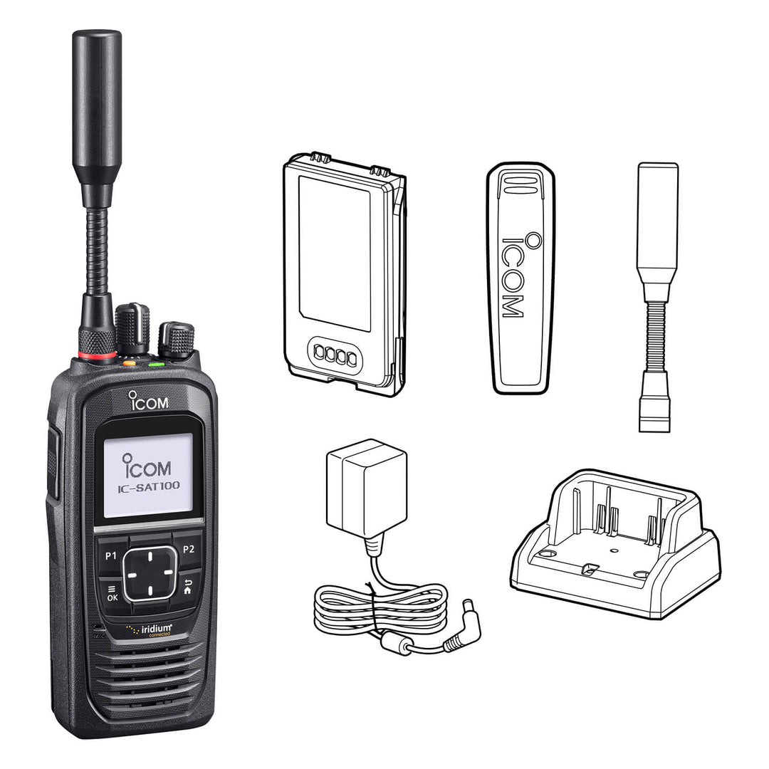 Icom IC-SAT100 Satellite PTT Radio (Push-To-Talk) What's in the box