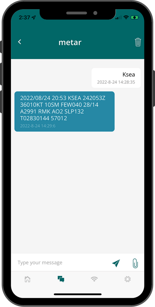 OneMessage app aviation METAR observational on smartphone