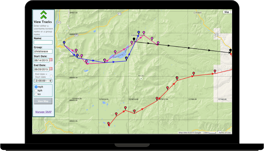 SnapTrack Tracking on laptop screen
